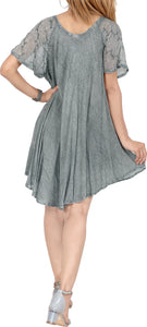LA LEELA Girls Rayon Short Dress Drak Grey US: 14 (L) THRU Plus Size 20W (2X)