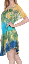 Load image into Gallery viewer, LA LEELA Girls Rayon Short Dress Green Blue US: 14 (L) THRU Plus Size 20W (2X)