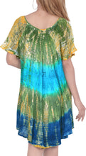 Load image into Gallery viewer, LA LEELA Girls Rayon Short Dress Green Blue US: 14 (L) THRU Plus Size 20W (2X)
