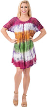 Load image into Gallery viewer, LA LEELA Women&#39;s Midi Beach Dress Regular Office Work Swing Dress Hand Tie Dye Multicolor