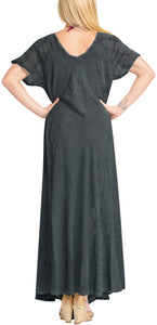 LA LEELA HAWAIIAN WOMEN'S Rayon Long Beach Dress Grey_3586 OSFM 14-16W [L- 1X]