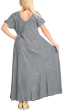 Load image into Gallery viewer, LA LEELA HAWAIIAN WOMEN&#39;S Rayon Long Beach Dress Grey_3587 OSFM 14-16W [L- 1X]