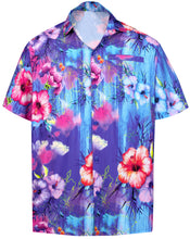 Load image into Gallery viewer, LA LEELA Shirt Casual Button Down Short Sleeve Beach Shirt Men Aloha Pocket Blue_W319