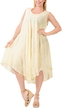 Load image into Gallery viewer, LA LEELA Women Rayon Casual Short Beach Dress Off White_3677 OSFM 14-20W [L- 2X]