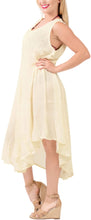 Load image into Gallery viewer, LA LEELA Women Rayon Casual Short Beach Dress Off White_3677 OSFM 14-20W [L- 2X]