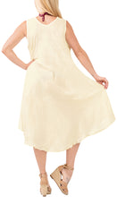 Load image into Gallery viewer, LA LEELA Women Rayon Casual Short Beach Dress Off White_3677 OSFM 14-20W [L- 2X]