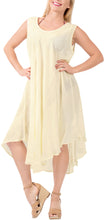 Load image into Gallery viewer, LA LEELA Women Rayon Casual Short Beach Dress Off White_3677 OSFM 14-20W [L- 2X]
