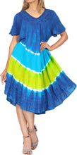 Load image into Gallery viewer, LA LEELA Embroidered Tie Dye Short Beachwear Dress OSFM 14-20W [L- 2X]Blue_3692