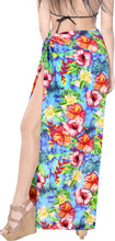Load image into Gallery viewer, La Leela Women&#39;s Hawaiian Bikini Beach Wrap Sheer Sarong Swimming Bathing suit Beachwear Swim Dress Pareo Cover up Long 78&quot;X42&quot;  Blue 908980