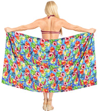 Load image into Gallery viewer, La Leela Women&#39;s Hawaiian Bikini Beach Wrap Sheer Sarong Swimming Bathing suit Beachwear Swim Dress Pareo Cover up Long 78&quot;X42&quot;  Blue 908980