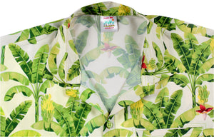 LA LEELA Shirt Casual Button Down Short Sleeve Beach Shirt Men Aloha Pocket shirt Cream_AA14