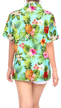 Load image into Gallery viewer, LA LEELA Women&#39;s Beachy Floral Print Hawaiian Blouse Shirt Breezy Summer Wear Short Sleeve Collar Shirt Lime Green