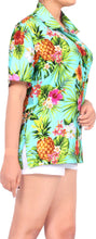 Load image into Gallery viewer, LA LEELA Women&#39;s Beachy Floral Print Hawaiian Blouse Shirt Breezy Summer Wear Short Sleeve Collar Shirt Lime Green