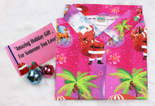 Load image into Gallery viewer, HAPPY BAY Women&#39;s Christmas Santa Claus Hawaiian Blouse Shirt Swim Short Sleeves Loose Fit Pink_AA98