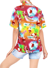 Load image into Gallery viewer, HAPPY BAY Women&#39;s Christmas Santa Claus Hawaiian Blouse Shirt Beach Aloha Party Camp Shirt - DRT231Red