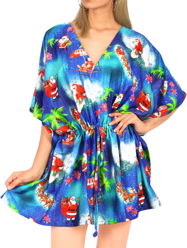 LA LEELA Santa Claus Bikini Christmas Cover up Blue_X793 OSFM 16-28W[XL- 4X]