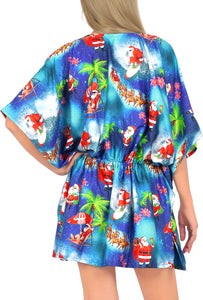 LA LEELA Santa Claus Bikini Christmas Cover up Blue_X793 OSFM 16-28W[XL- 4X]