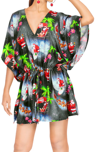 LA LEELA Santa Claus Bikini Christmas Cover up Black_X795 OSFM 16-28W[XL- 4X]