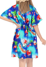 Load image into Gallery viewer, LA LEELA HD santa Swim Christmas Cover up Women Blue_X513 OSFM 14-24W[L- 3X]