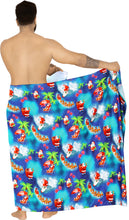 Load image into Gallery viewer, LA LEELA Santa Claus Sarong Beach wear Pareo Cover Up Blue_X385 78&quot;X&quot; Christmas