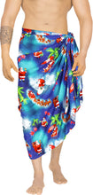Load image into Gallery viewer, LA LEELA Santa Claus Sarong Beach wear Pareo Cover Up Blue_X385 78&quot;X&quot; Christmas