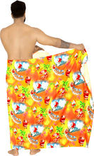 Load image into Gallery viewer, LA LEELA Santa Claus Sarong Beach wear Pareo Cover Up Red_X515 78&quot;X&quot; Christmas