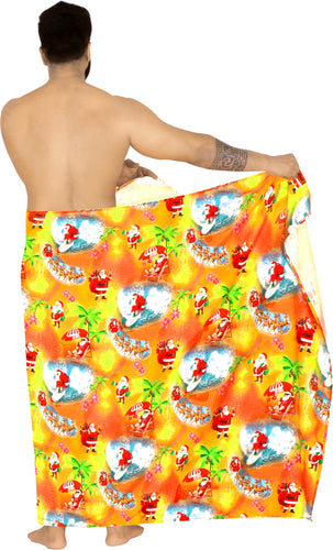 LA LEELA Santa Claus Sarong Beach wear Pareo Cover Up Red_X515 78