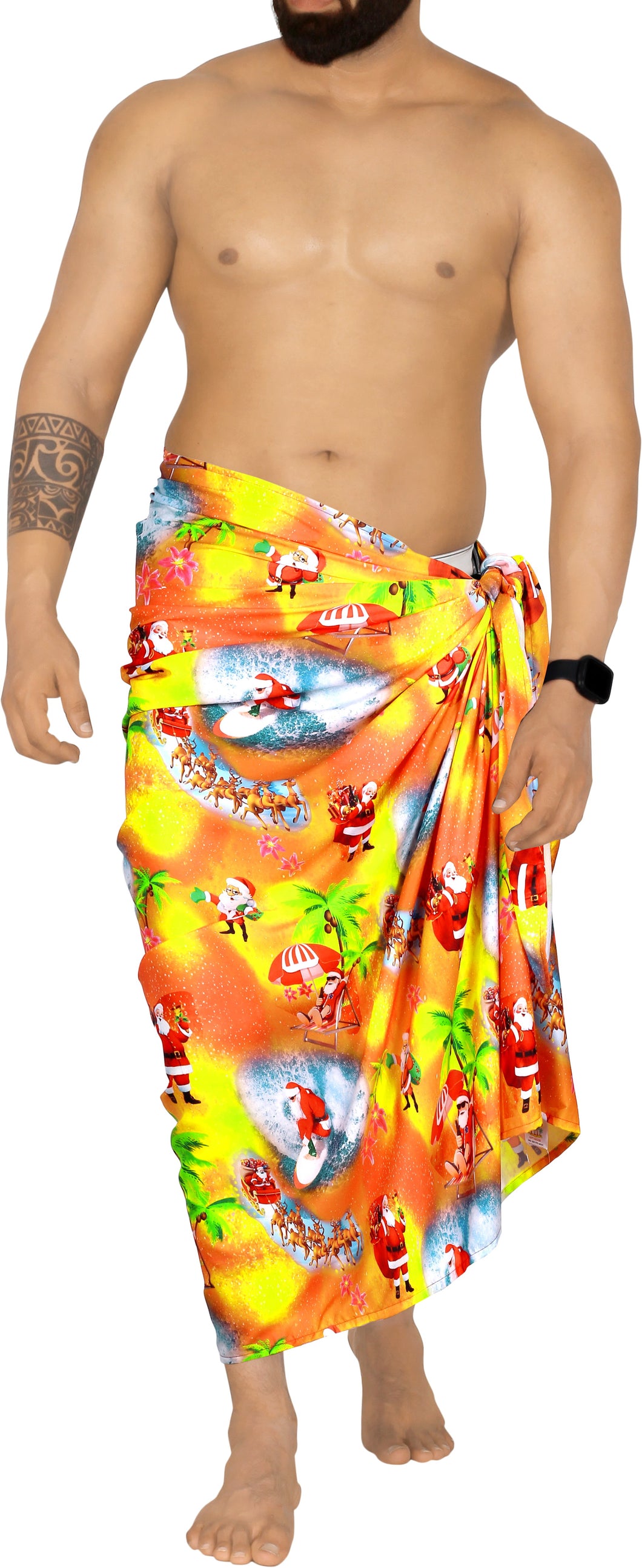 LA LEELA Santa Claus Sarong Beach wear Pareo Cover Up Red_X515 78