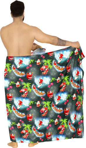 LA LEELA Santa HD Sarong Swimwear Bell Cover Up Black_X516 78