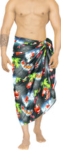 Load image into Gallery viewer, LA LEELA Santa HD Sarong Swimwear Bell Cover Up Black_X516 78&quot;X&quot; Christmas