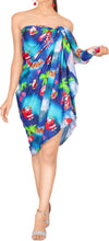 Load image into Gallery viewer, LA LEELA Santa Claus Christmas Sarong Swimwear Pareo Coverup 78&quot;X42&quot; Blue_X523