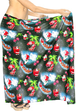 Load image into Gallery viewer, LA LEELA Santa HD Christmas Sarong Swimwear Bell Cover Up 78&quot;X42&quot; Black_X521