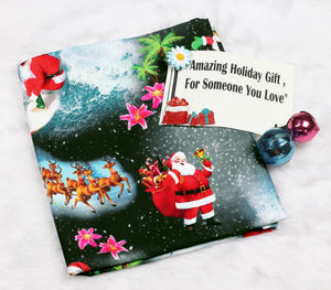 LA LEELA Santa HD Christmas Sarong Swimwear Bell Cover Up 78"X42" Black_X521