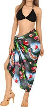 Load image into Gallery viewer, LA LEELA Santa HD Christmas Sarong Swimwear Bell Cover Up 78&quot;X42&quot; Black_X521