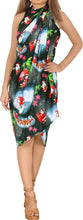 Load image into Gallery viewer, LA LEELA Santa HD Christmas Sarong Swimwear Bell Cover Up 78&quot;X42&quot; Black_X521