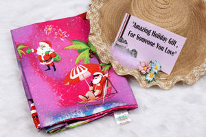 LA LEELA Santa Claus Christmas Sarong Beach wear Cover Up 78"X42" Pink_X520