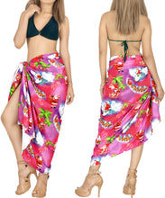 Load image into Gallery viewer, LA LEELA Santa Claus Christmas Sarong Beach wear Cover Up 78&quot;X42&quot; Pink_X520