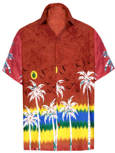 Load image into Gallery viewer, la-leela-shirt-casual-button-down-short-sleeve-beach-shirt-men-aloha-pocket-Blood Red_AA108