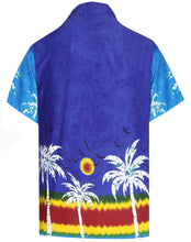 Load image into Gallery viewer, la-leela-shirt-casual-button-down-short-sleeve-beach-shirt-men-aloha-pocket-Shirt-Blue_AA109
