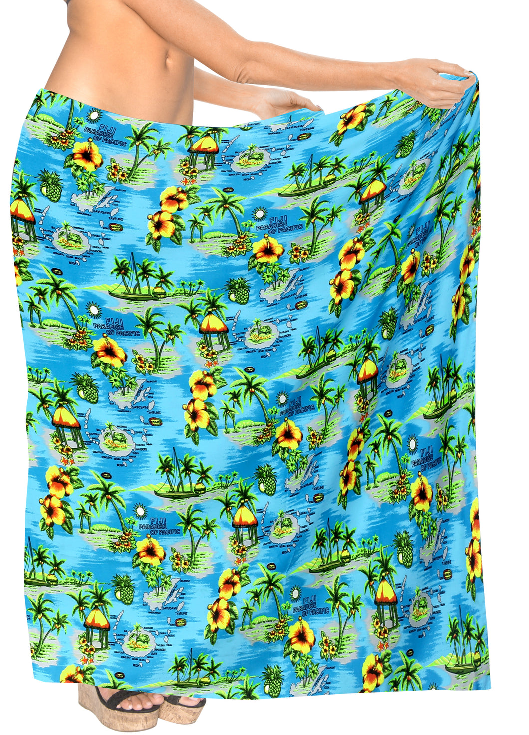 LA LEELA Women's Multi Wear Beach Sarong Wrap Slit Skirt One Size Ocean, Island View