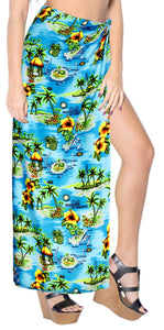 LA LEELA Women's Multi Wear Beach Sarong Wrap Slit Skirt One Size Ocean, Island View