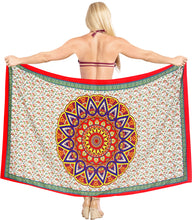 Cargar imagen en el visor de la galería, La Leela Women&#39;s Hawaiian Bikini Beach Wrap Sheer Sarong Swimming Bathing suit Beachwear Swim Dress Pareo Cover up Long 78&quot;X42&quot;  White 909671