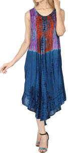 LA LEELA Plus Size Dress for Women Party Beachwear Blue_Y478 OSFM 14-20W [L- 2X]