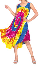 Load image into Gallery viewer, LA LEELA Women&#39;s Swing Skater Hand Tie Dye Beach Dress Large-X-Large Blue_AA277