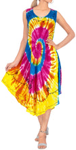 Load image into Gallery viewer, LA LEELA Women&#39;s Swing Skater Hand Tie Dye Beach Dress Large-X-Large Blue_AA277