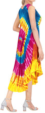 Load image into Gallery viewer, LA LEELA Women&#39;s Swing Skater Hand Tie Dye Beach Dress Large-X-Large Blue_AA277