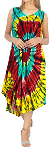 LA LEELA Women's Summer Casual Tie Dye Short Beach Dress Large-X-Large Red_AA276