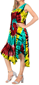 LA LEELA Women's Summer Casual Tie Dye Short Beach Dress Large-X-Large Red_AA276