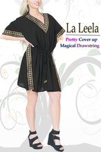 Load image into Gallery viewer, LA LEELA Summer Swimwear Beach Cover up Swimsuit Black_X788 OSFM 16-32W [XL- 5X]