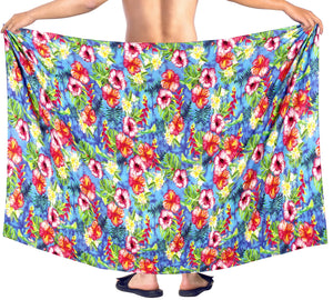 HAPPY BAY 3D HD Men's Hawaiian Sarong Beachwear Swimsuit Towel 78"X42" Blue Y584 909783